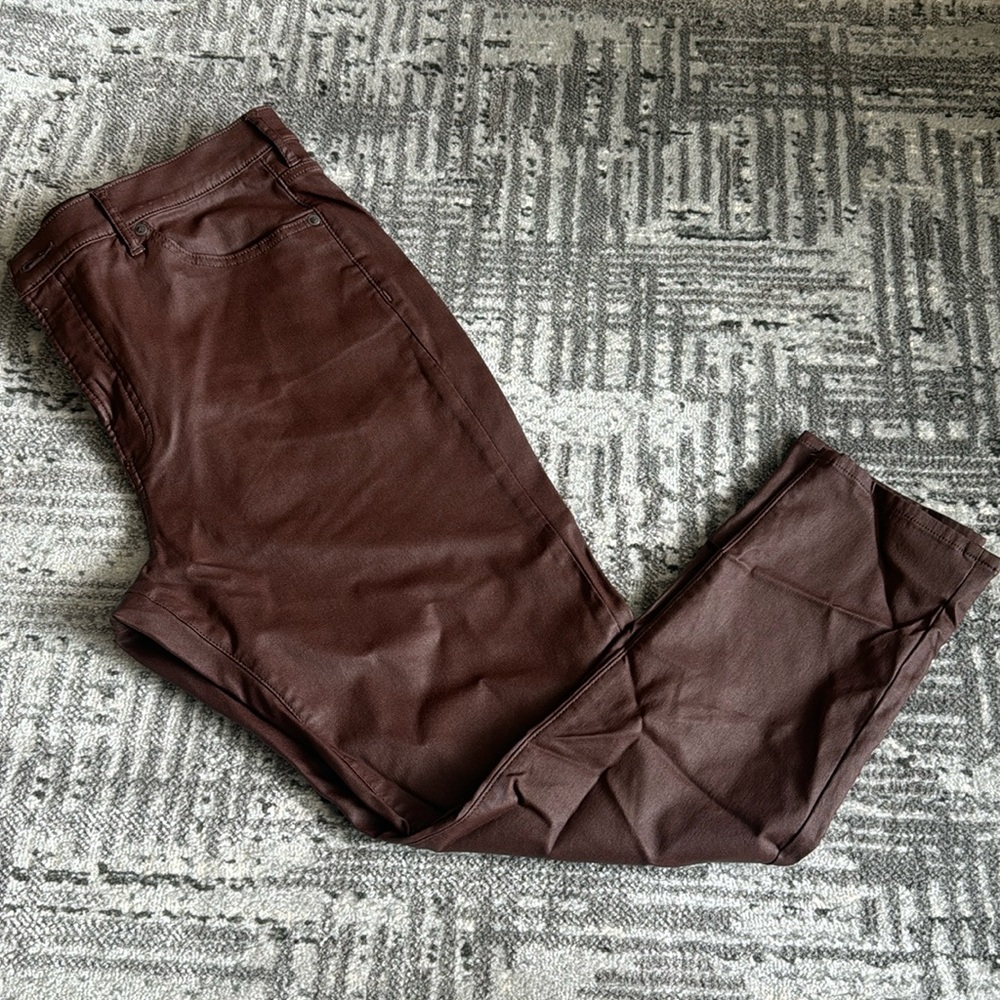 Express Brown coated skinny jeans